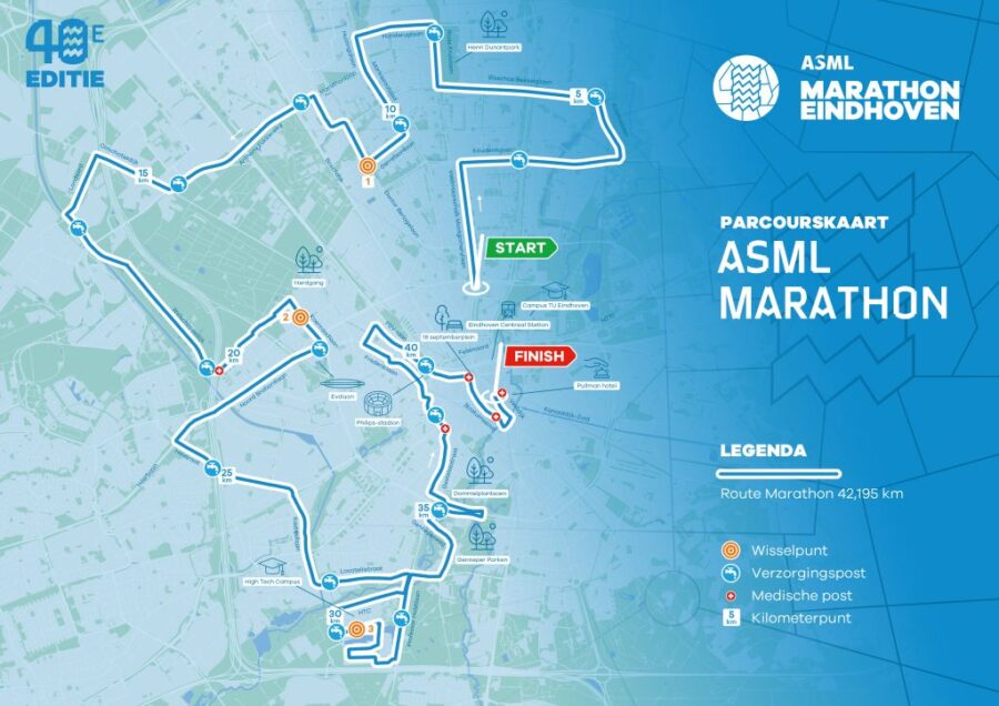 Parcours van de Marathon van Eindhoven