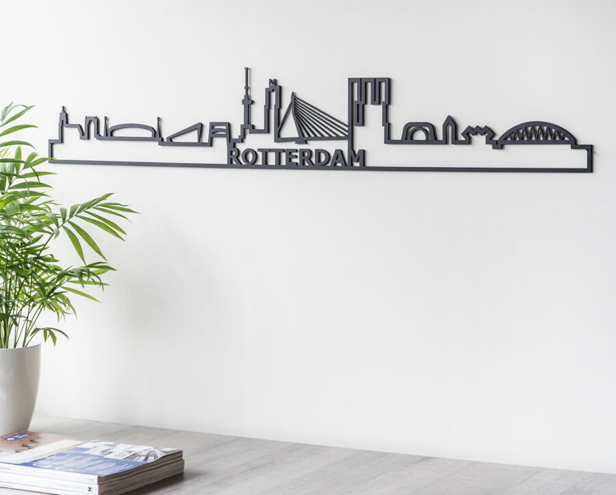 Houten Skyline van Rotterdam als wanddecoratie